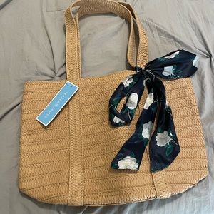 Draper James straw bag with scarf